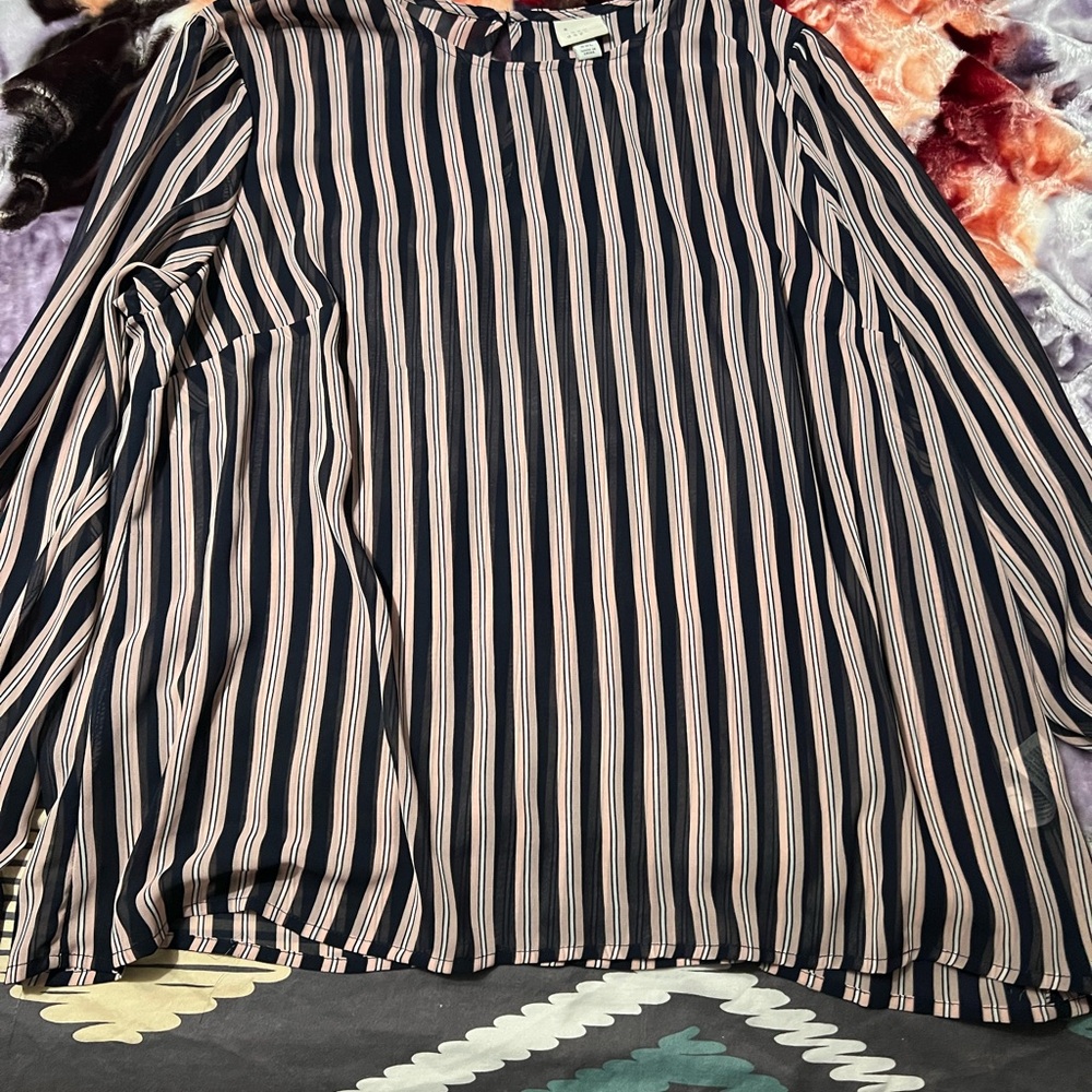 a new day Striped Blouse - Black and Cream
